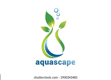 Aquascape logo  design vector template.