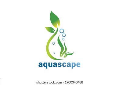 Aquascape logo  design vector template.
