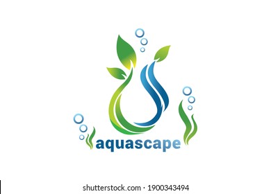 Plantilla vectorial de diseño del logotipo de Aquascape.