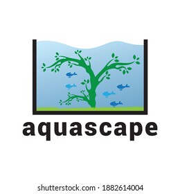 Aquascape logo icon vector template.