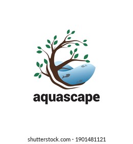 Aquascape logo icon vector template.
