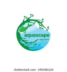 Aquascape logo icon vector template.