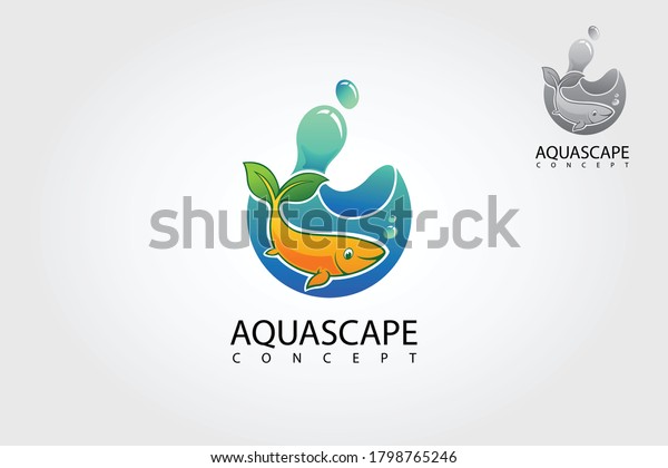 Aquascape Vector Logo Illustration Nature Aquarium Stock Vector Royalty Free 1798765246