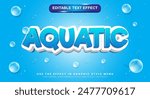 Aquatic 3d editable text effect Template with water background