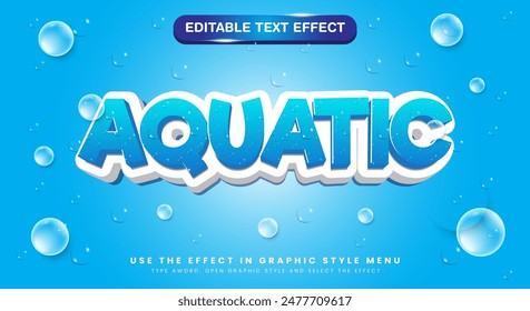 Aquatic 3d editable text effect Template with water background