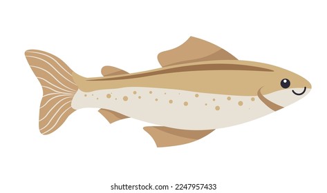 Aquatic animal, isolated icon of fish. Marine sea life and species for aquarium diversity. Swimming character with scale. Fauna of underwater, tropical and exotic water dweller. Vector in flat style