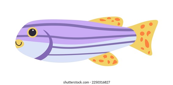 Aquatic animal, isolated neon tetra fish, cute character for aquarium ecosystem. Sealife and variety of biodiversity. Fauna of underwater, tropical and exotic water dweller. Vector in flat style