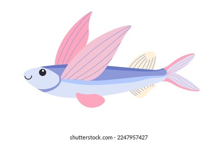 Aquatic animal with tail and fins, isolated fish icon. Tropical or exotic kind, floating and swimming. Aquarium or natural habitat. Fauna of underwater, water dwellers. Vector in flat styles