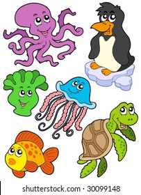 Aquatic animals collection 2 - vector illustration.