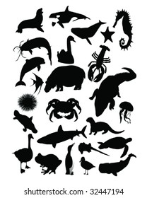 Aquatic Animals Silhouette Collection