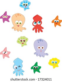 Aquatic animals, vector
