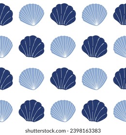 Aquatic background clam shell seamless pattern