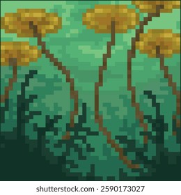 Aquatic background, pixel art landscape