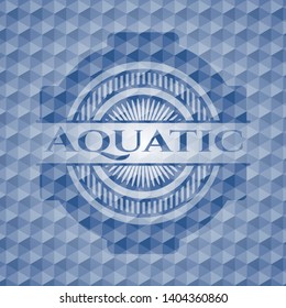 Aquatic blue emblem with geometric pattern background. Vector Illustration. Detailed.