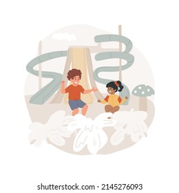 Aquatic camp isolated cartoon vector illustration. Summer camp, aquatic park fun adventure, outdoor activities, kids sport activity, daycare, holiday program, water jumping vector cartoon.