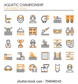 Aquatic Championship , Thin Line and Pixel Perfect Icons
