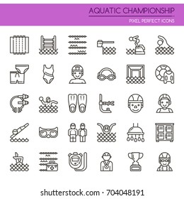 Aquatic Championship , Thin Line and Pixel Perfect Icons
