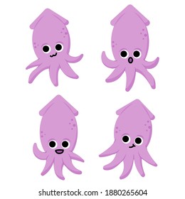 Aquatic character set with octopus