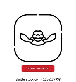 Aquatic creatures symbol, sea turtle outline vector icon