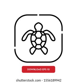 Aquatic creatures symbol, sea turtle outline vector icon