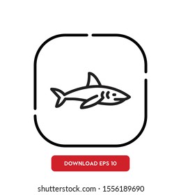 Aquatic creatures symbol, shark outline vector icon