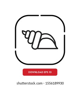 Aquatic creatures symbol, shell outline vector icon