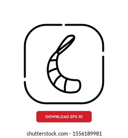 Aquatic creatures symbol, shrimp outline vector icon