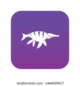 Aquatic dinosaur icon digital purple for any design isolated on white vector illustration