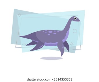 Aquatic dinosaur illustration. Creature, colored, animal. Nature concept. Vector illustration can be used for topics like history, school, kid books