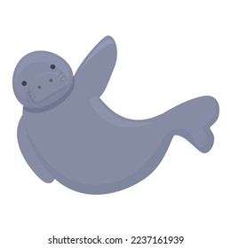 Aquatic dugong icon cartoon vector. Sea animal. Cute mammal