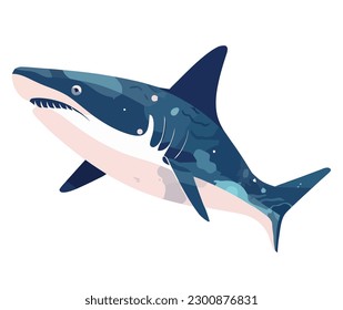 Aquatic fish with sharp teeth swimming underwater over white