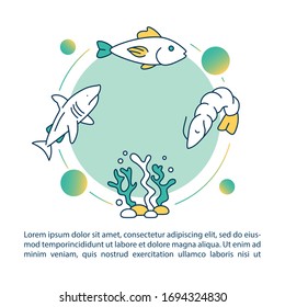 Aquatic food chain concept icon with text. Seaweed, plankton and fish. Ecological modeling. PPT page vector template. Brochure, magazine, booklet design element with linear illustrations