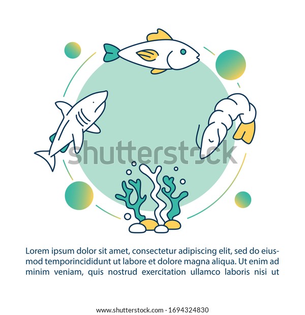 Aquatic\
food chain concept icon with text. Seaweed, plankton and fish.\
Ecological modeling. PPT page vector template. Brochure, magazine,\
booklet design element with linear\
illustrations
