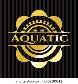 Aquatic golden badge or emblem. Vector Illustration. Detailed.