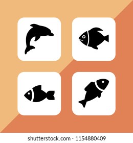aquatic icon. 4 aquatic set with fish and aquarium vector icons for web and mobile app