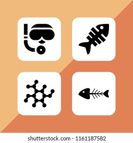 aquatic icon. 4 aquatic set with fish, scuba diving and biology shape vector icons for web and mobile app