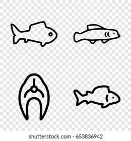 Aquatic icons set. set of 4 aquatic outline icons such as fish