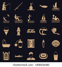 Aquatic icons set. Simple set of 25 aquatic vector icons for web for any design