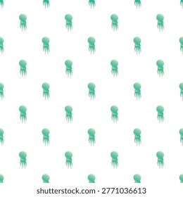 Aquatic jellyfish creature creating a refreshing seamless pattern on white background