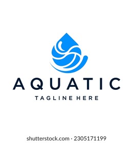 acuático   plantilla vectorial de diseño de logotipo