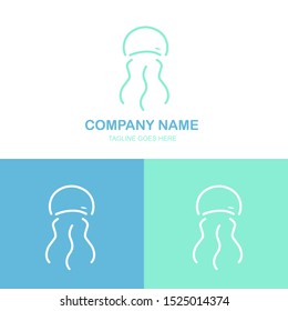 aquatic logo,vector jellyfish,icon jellyfish  in line art style.vector template