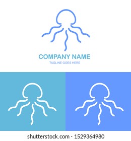 aquatic logo,vector jellyfish,icon jellyfish  in line art style.vector template