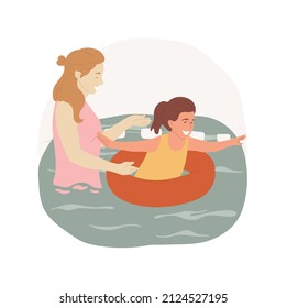 Aquatic Safety Isolated Cartoon Vector Illustration Middle School Swimming Class, Water Survival Skills For Kids, Aquatic Sport, Pool Safety, Use Lifebuoy, Physical Education Vector Cartoon.