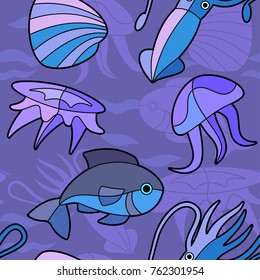 aquatic seamless pattern, stock vector