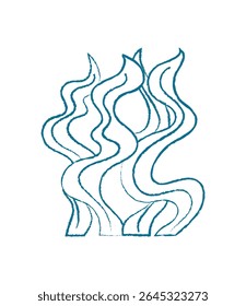 Silhueta de algas aquáticas. Forma de planta subaquática com uma textura única. Flora marinha, estilo doodle, perfeito para fundos, padrões, ou como um elemento artístico em vários projetos.