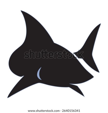 Aquatic shark fin silhouette, dorsal and tail creating sharp triangular forms