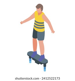 Aquatic sport flyboard icon isometric vector. Diver action. Air extreme future