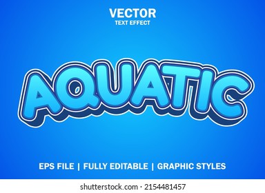 aquatic text effect with blue color 3d style.
