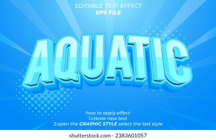 aquatic text effect, font editable, typography, 3d text. vector template