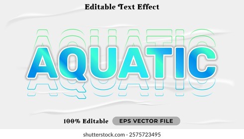 Aquatic text effect, trendy graphic style editable text